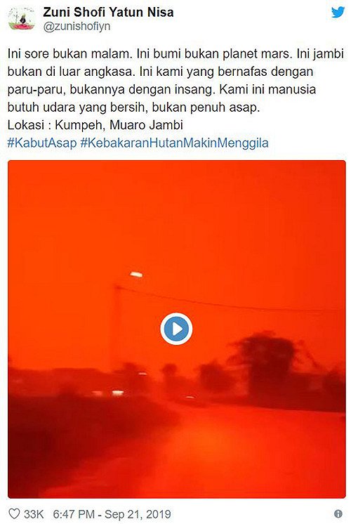 近千万儿童面临健康风险 为何印尼山火如此“有毒”