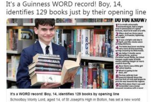 英国14岁少年凭书本第一句话认出129本名著缩略图