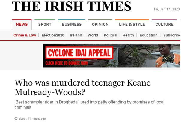 卷入毒贩争斗 17岁爱尔兰少年遭斩首分尸惊动总理