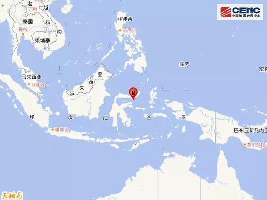 印尼北苏拉威西省附近海域发生5.9级地震