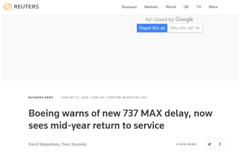 再推迟 波音宣布737MAX飞机停飞期再延长