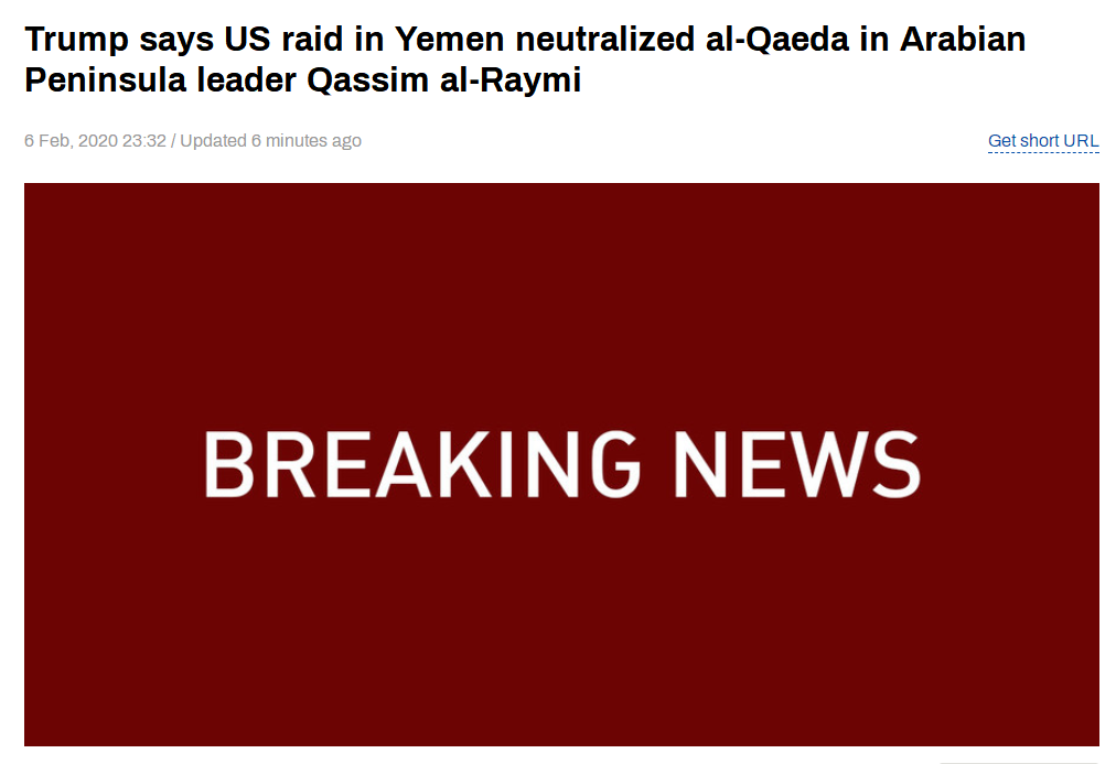 特朗普：美军击毙“基地”组织也门分支头目