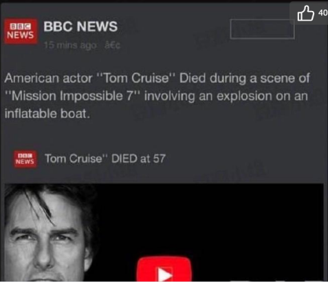 汤姆-克鲁斯意外身亡？别信！这个账号专造谣言