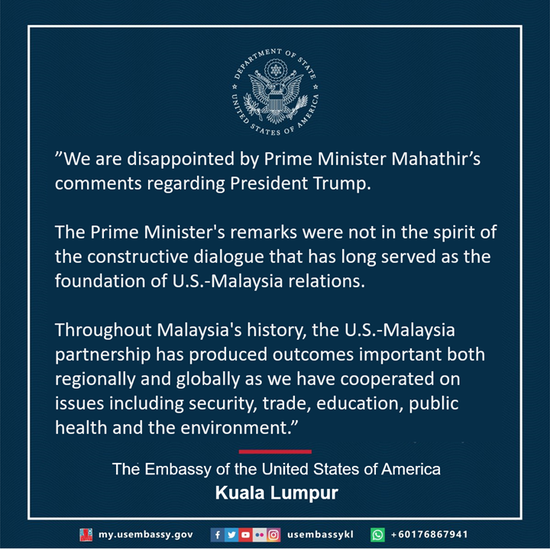 马来西亚总理呼吁特朗普辞职：为了拯救美国
