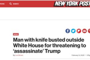 美国一男子被捕：在白宫附近持刀声称刺杀特朗普缩略图