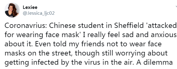 中国女生戴口罩上街被袭 中国驻英国使馆提醒