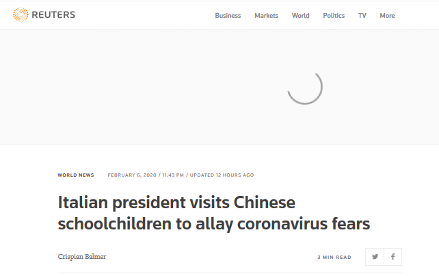 因疫情出现“排斥中国人”情绪 意总理谴责：愚蠢