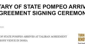美国国务卿蓬佩奥抵达与塔利班签署协议地点缩略图