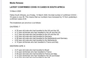 南非新冠肺炎确诊病例累计38例缩略图