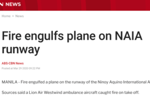 菲律宾机场一架救护飞机起飞时起火缩略图