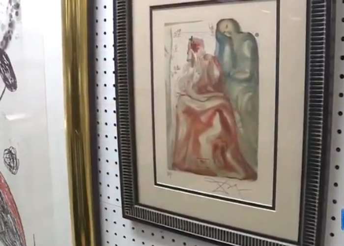 美国北卡罗莱纳州小鹰市旧货店意外发现艺术大师Salvador Dali《神曲》木刻版画
