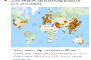 外媒：全球新冠肺炎累计确诊病例已超22万缩略图