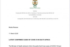 南非新增6例新冠肺炎确诊病例 累计确诊13例缩略图