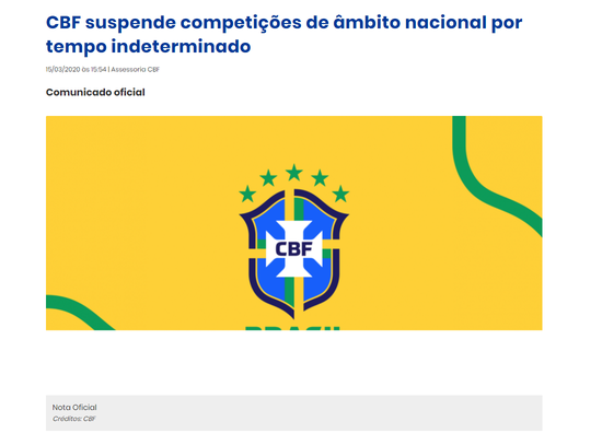 巴西无限期暂停各级别国家队足球赛