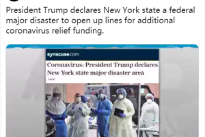 特朗普宣布纽约州为疫情“重大灾区”缩略图