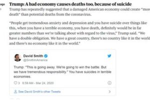特朗普:美经济糟糕导致死亡人数会比因病毒死亡多缩略图