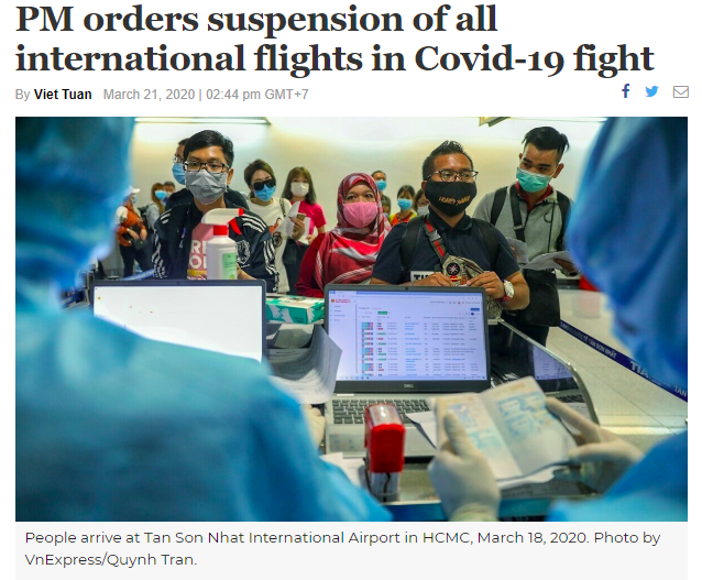 为遏制新冠肺炎疫情 越南将暂停所有入境航班