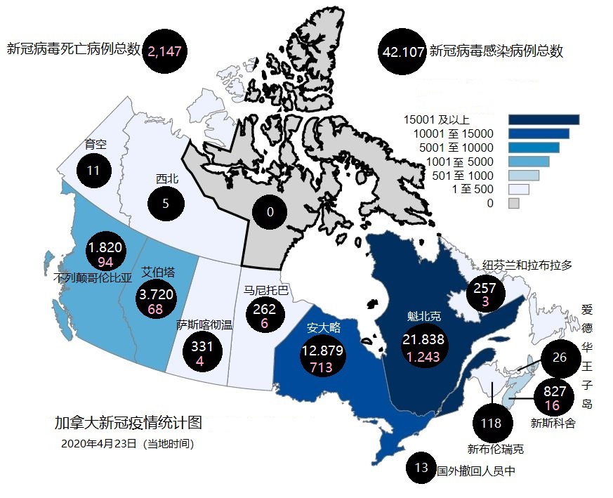 加拿大新冠肺炎确诊病例累计42107例
