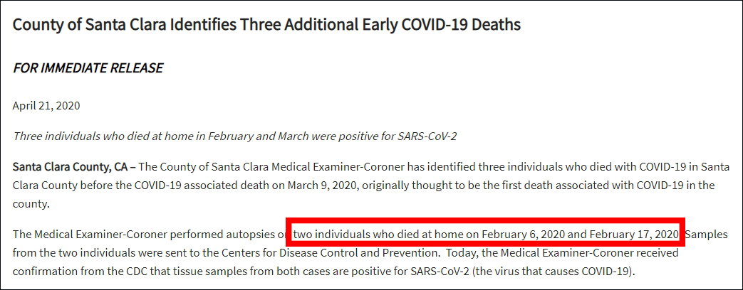 美国首例死亡时间提前至2月6日 加州州长：查清楚