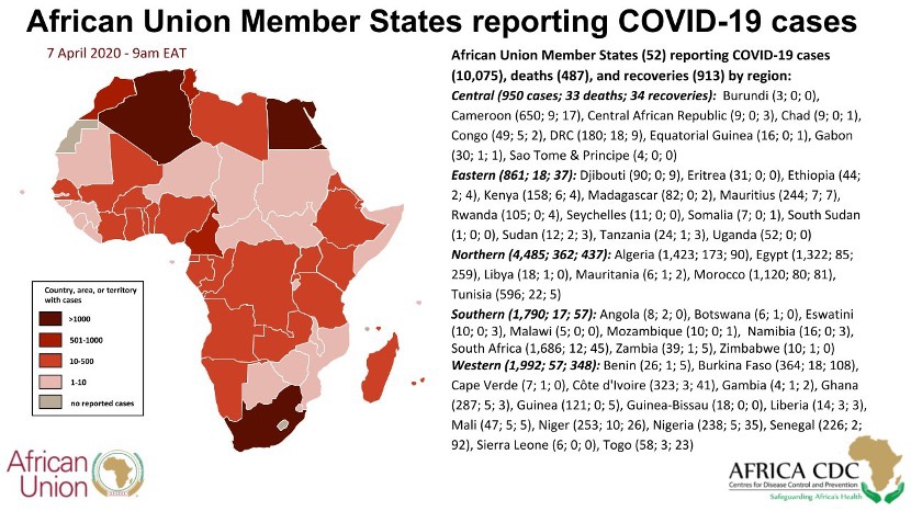 非洲大陆累计确诊人数破万 53天内蔓延至52个国家