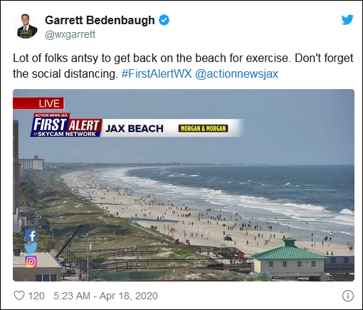 佛罗里达州海滩重新开放，20多分钟后全是人…