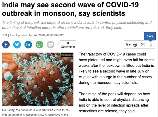 印度专家：警惕新冠肺炎疫情雨季时二次暴发