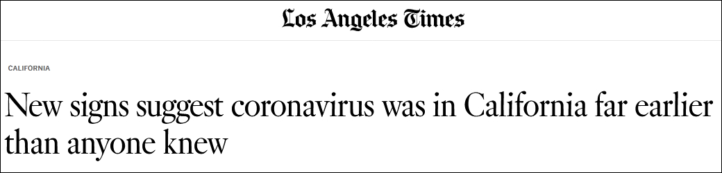 硅谷所在地县长：新冠病毒或去年12月就在加州传播