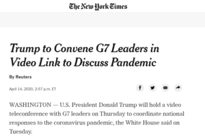 白宫：特朗普将与G7领导人开视频会，讨论疫情应对缩略图