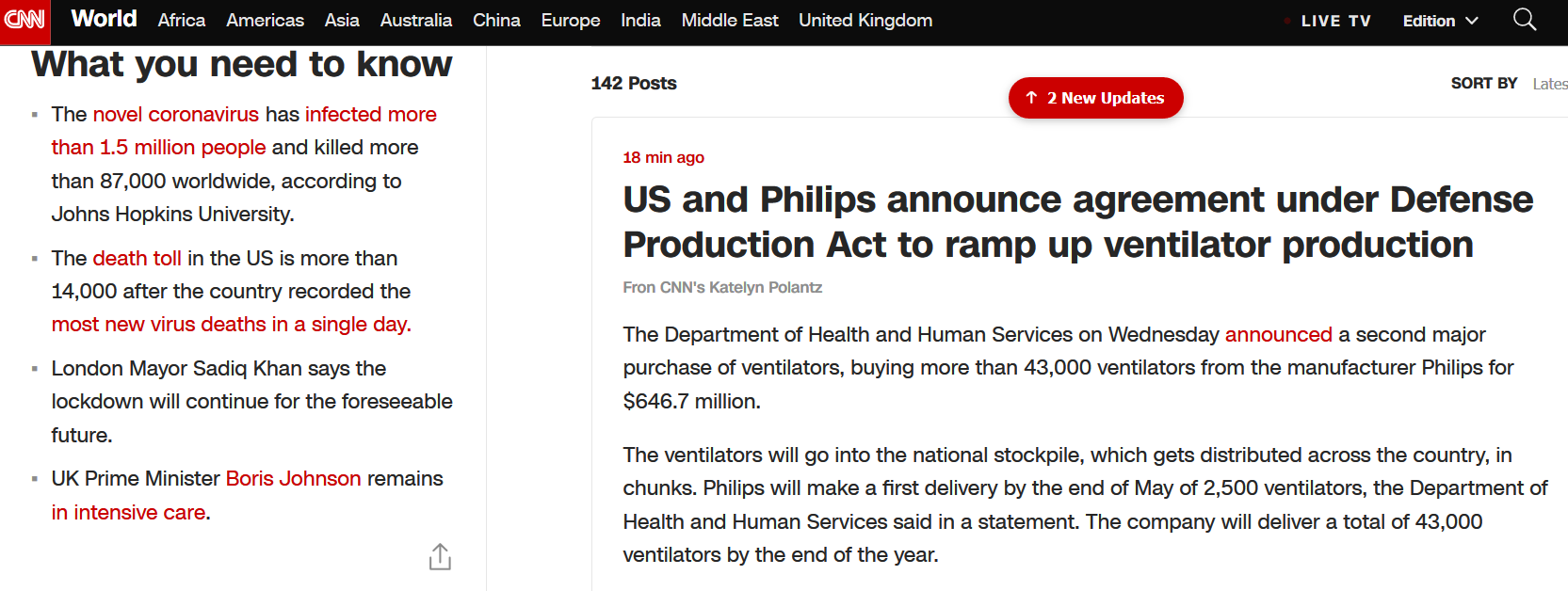 美媒：美国将从飞利浦公司购买4.3万台呼吸机