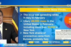 美国纽约州长：病毒从欧洲传入本地 而非中国缩略图